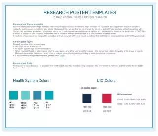RESEARCH POSTER TEMPLATES to help communicate OB/Gyn research A note about these templates