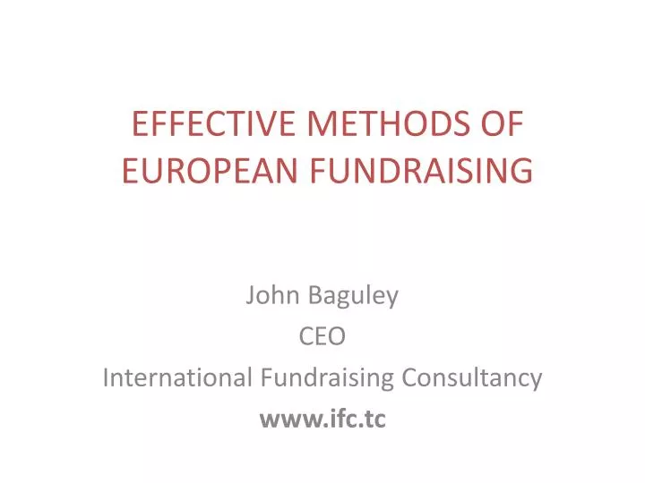 effective methods of european fundraising