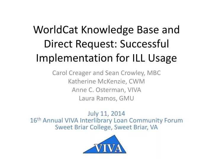 worldcat knowledge base and direct request successful implementation for ill usage
