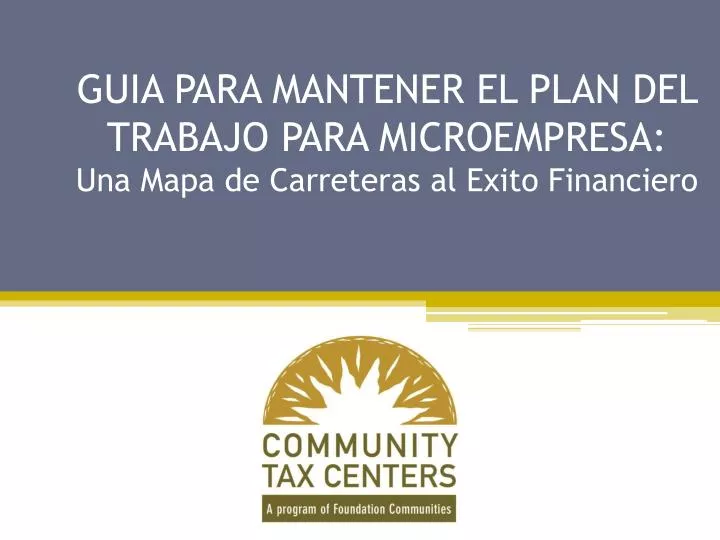 guia para mantener el plan del trabajo para microempresa una mapa de carreteras al exito financiero