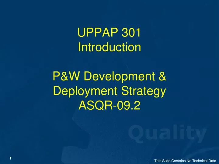 uppap 301 introduction p w development deployment strategy asqr 09 2