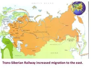Trans-Siberian Railway increased migration to the east.