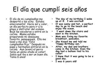 el d a que cumpl seis a os