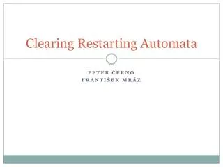 Clearing Restarting Automata