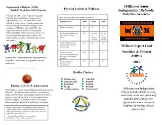 Wellness Report Card Nutrition &amp; Physical Activity 2012