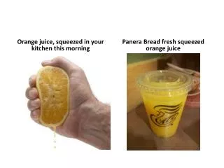 Orange juice, squeezed in your kitchen this morning