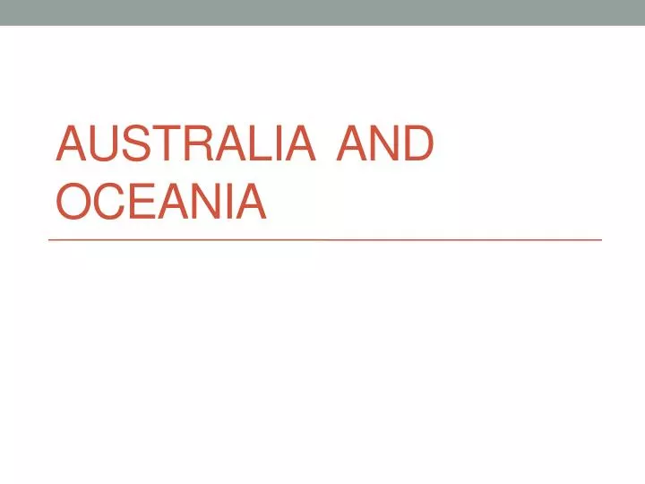 australia and oceania