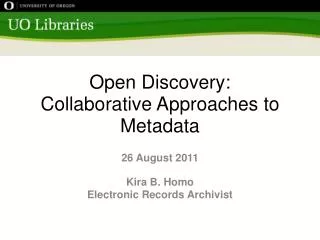 Open Discovery: Collaborative Approaches to Metadata