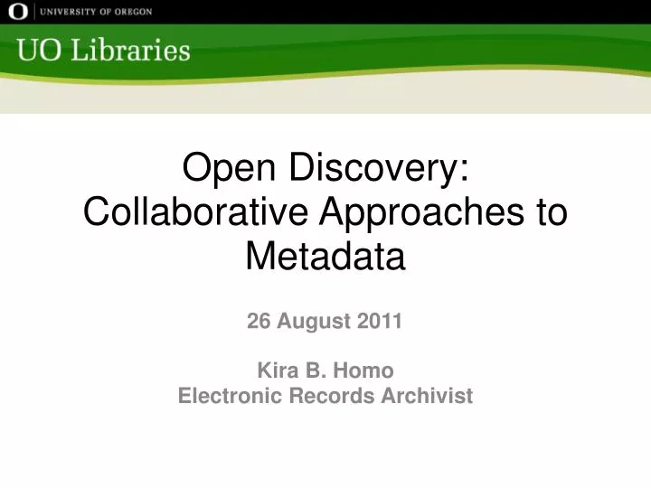 open discovery collaborative approaches to metadata