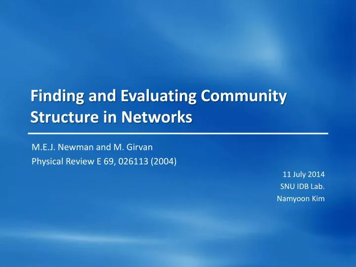 finding and evaluating community structure in networks