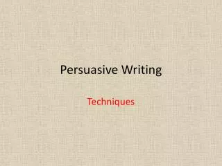 Persuasive Writing