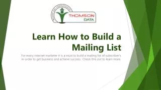 Learn How to Build a Mailing List