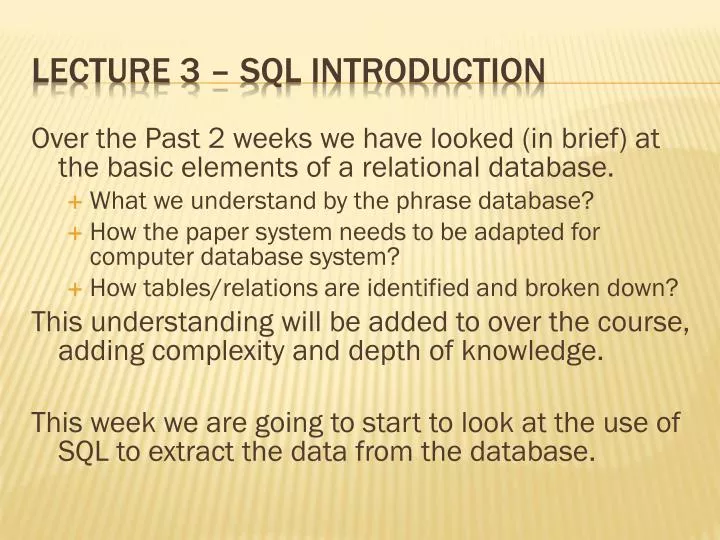 lecture 3 sql introduction