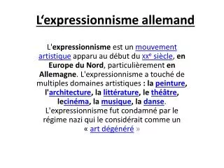 l expressionnisme allemand