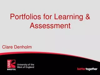 Portfolios for Learning &amp; Assessment