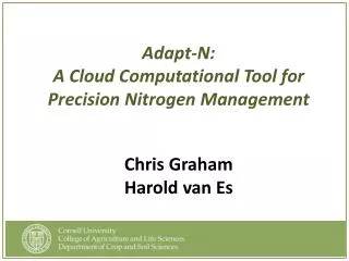 Changing Paradigm: Nitrogen Management with Cloud Computational Tools