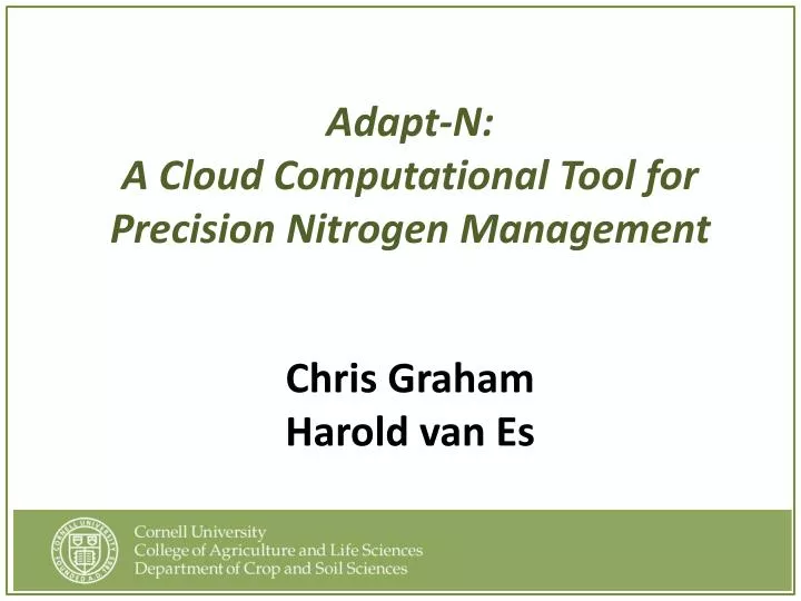 adapt n a cloud computational tool for precision nitrogen management chris graham harold van es