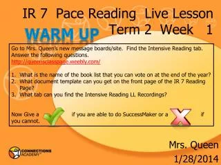 IR 7 Pace Reading Live Lesson Term 2 Week 1