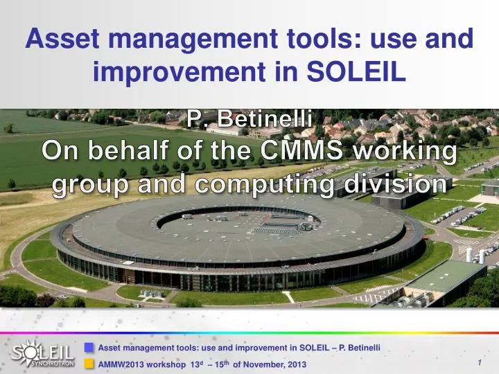 asset management tools use and improvement in soleil
