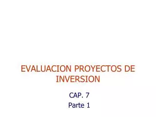 evaluacion proyectos de inversion