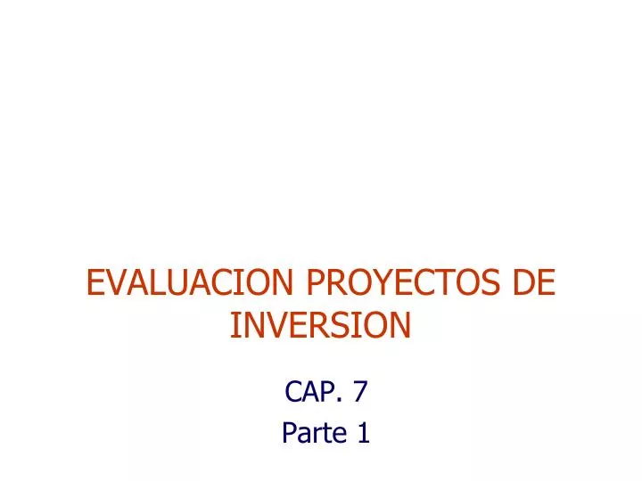 evaluacion proyectos de inversion
