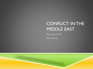 Conflict in the middle east