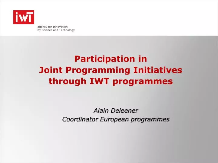 participation in joint programming initiatives through iwt programmes