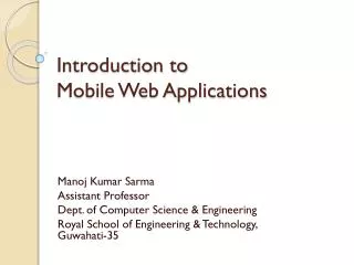 Introduction to Mobile Web Applications