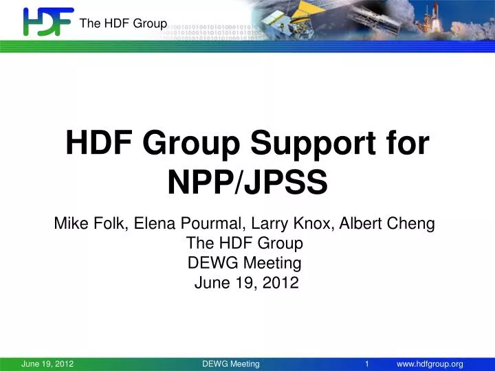hdf group support for npp jpss