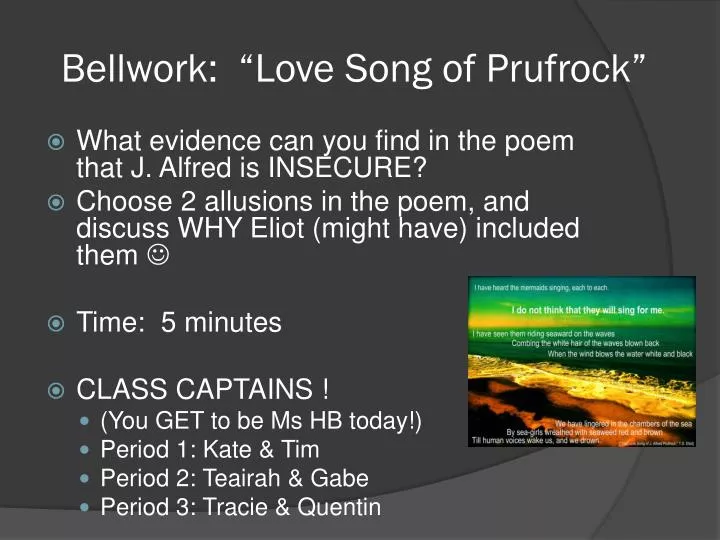 bellwork love song of prufrock