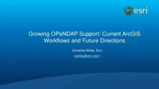 Growing OPeNDAP Support: Current ArcGIS Workflows and Future Directions