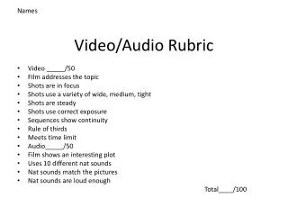 Video/Audio Rubric