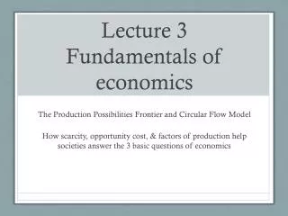 Lecture 3 Fundamentals of economics