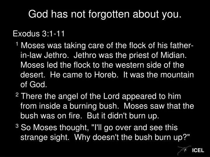 god has not forgotten about you