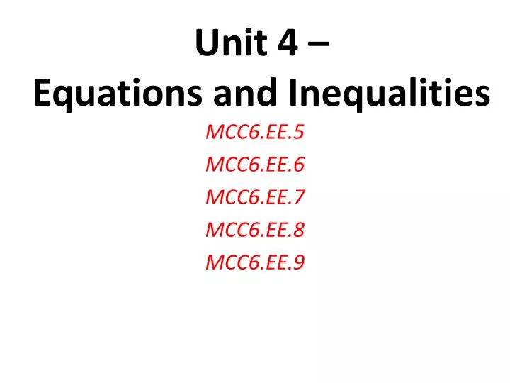 unit 4 equations and inequalities