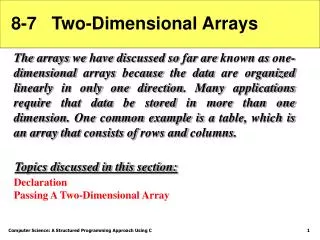 8-7 Two-Dimensional Arrays