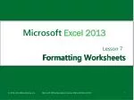 Formatting Worksheets - slide 1