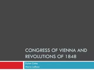 Congress of Vienna and Revolutions of 1848