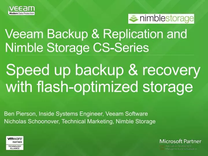 veeam backup replication and nimble storage cs series