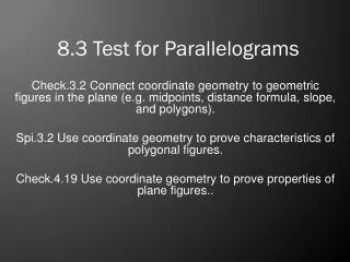 8.3 Test for Parallelograms