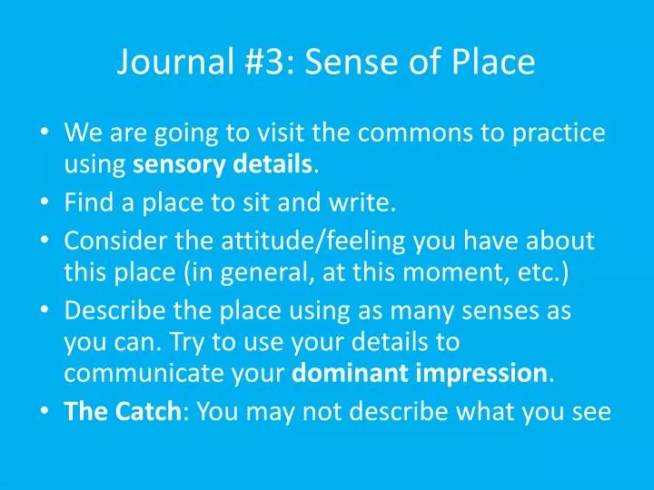 journal 3 sense of place