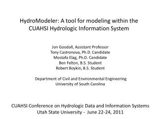 HydroModeler : A tool for modeling within the CUAHSI Hydrologic Information System