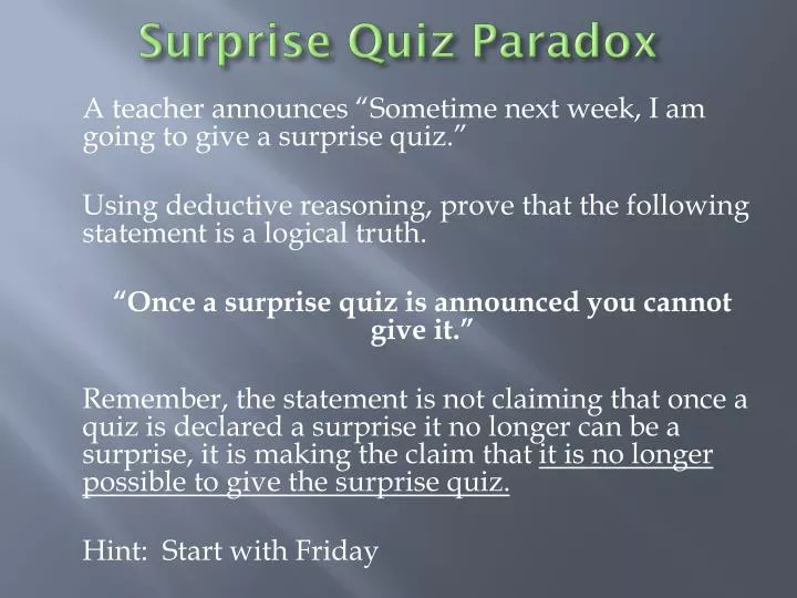 surprise quiz paradox