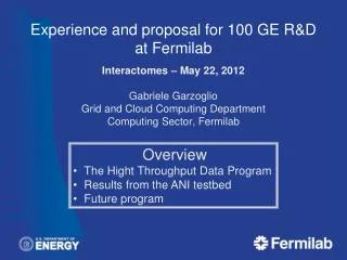 Experience and proposal for 100 GE R&amp;D at Fermilab