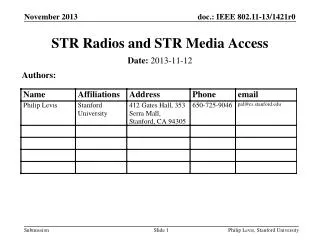 STR Radios and STR Media Access