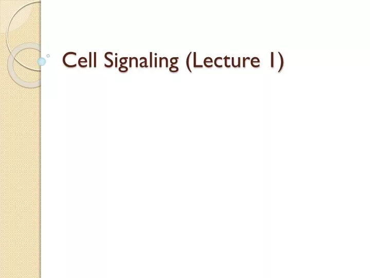 cell signaling lecture 1