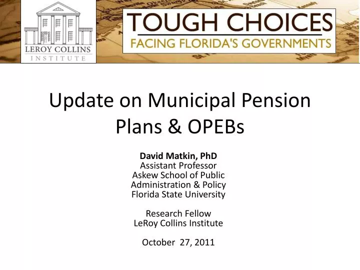 update on municipal pension plans opebs