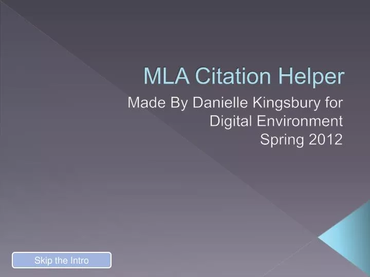 mla citation helper