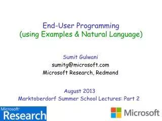 End-User Programming (using Examples &amp; Natural Language)