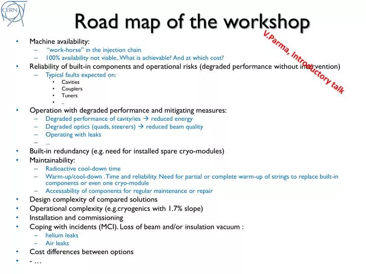 road map of the workshop